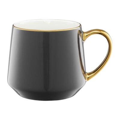 Royal Ambition Graphit Porzellanbecher mit goldenem Griff 460ml