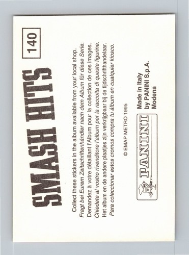 Wet Wet Wet 1995 Panini Smash Hits Stickers #140 NM+ - Picture 2 of 2