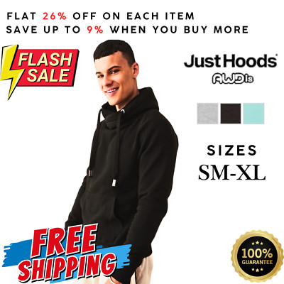 JH329 Just Hoods by AWDis JHA021 Mens Long Sleeve Cross Neck Stylish Hoodie