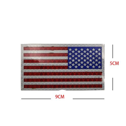 Reflective IR USA US AMERICAN FLAG REVERSE LEFT RIGHT SHOULDER HOOK 2 PATCHES - Picture 3 of 4