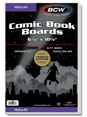 New (100 ct) BCW Regular Comic Book Backing Boards- 6  '' X 10 ½''  Acid Free