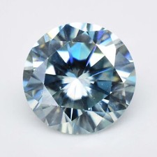 Pierre précieuse en vrac ronde de moissanite de 10 mm bleu clair de 3,50 ct d...