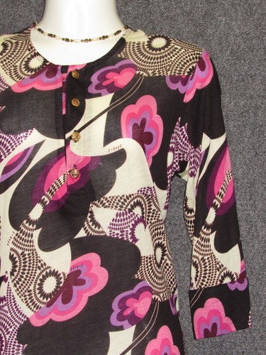 T-Bags Colorful Rayon Floral Pattern 3/4 Length Sleeve Bodycon DRESS SZ M NEW - Picture 4 of 7