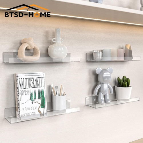 BTSD-home 12 Pack 15" Clear Acrylic Wall Shelves | Floating Display Set - Picture 7 of 8