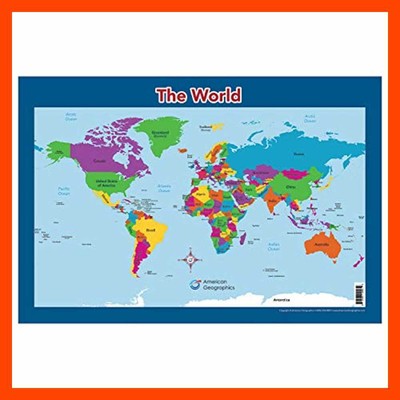World Map For Kids Wall Desk 18 X 26 Laminated Free Shipping Ebay