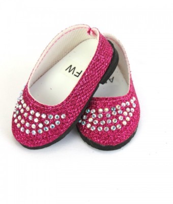Doll Clothes 18'' Shoes Hot Pink Sparkle Ballet Dress Fits American Girl Dolls