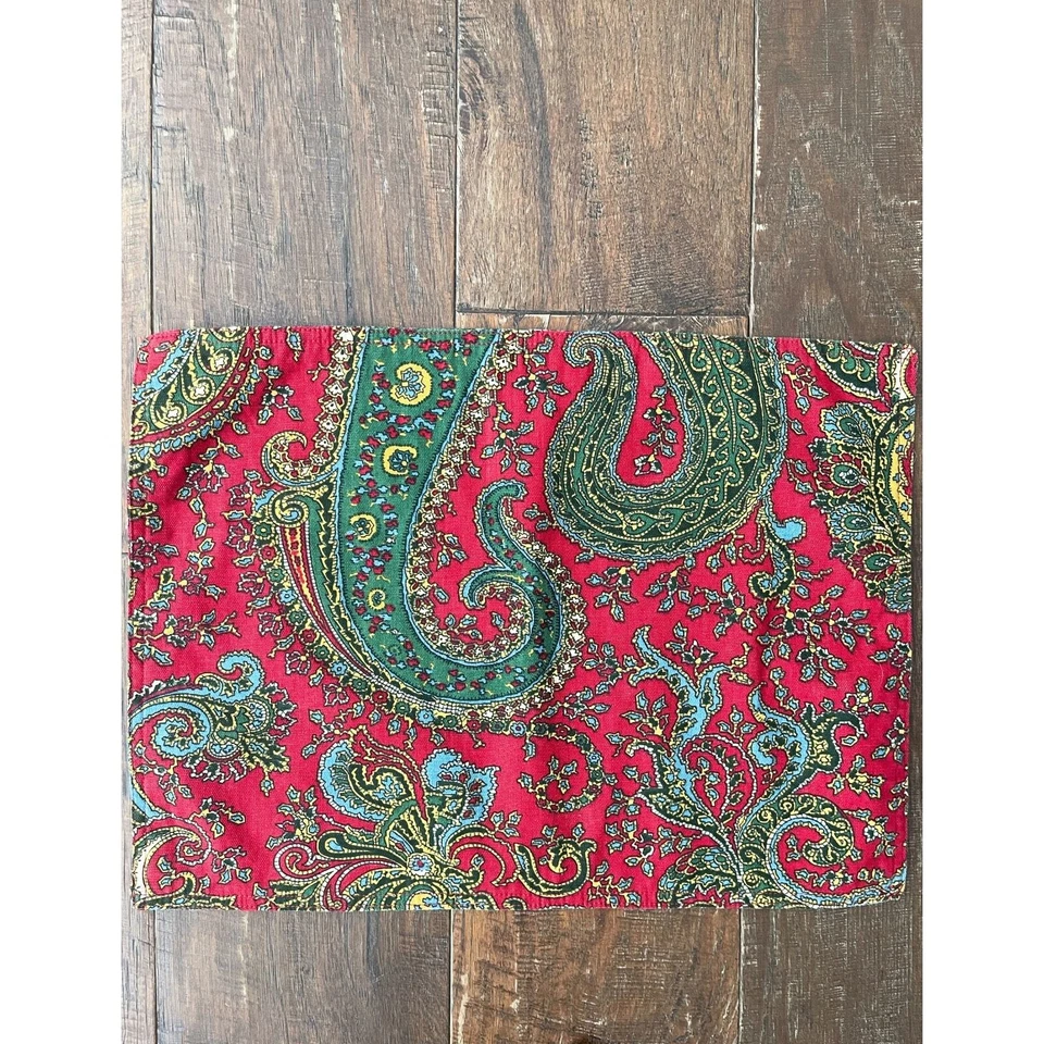 Placemats vintage de algodão paisley vermelho Ralph Lauren - Conjunto de 4 - Imagem 2 de 4
