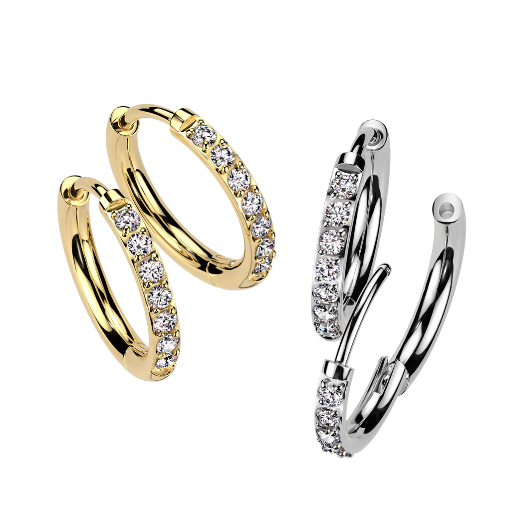 Pair IMPLANT GRADE 23 Titanium 8mm or 10mm Crystal Hoop Earrings