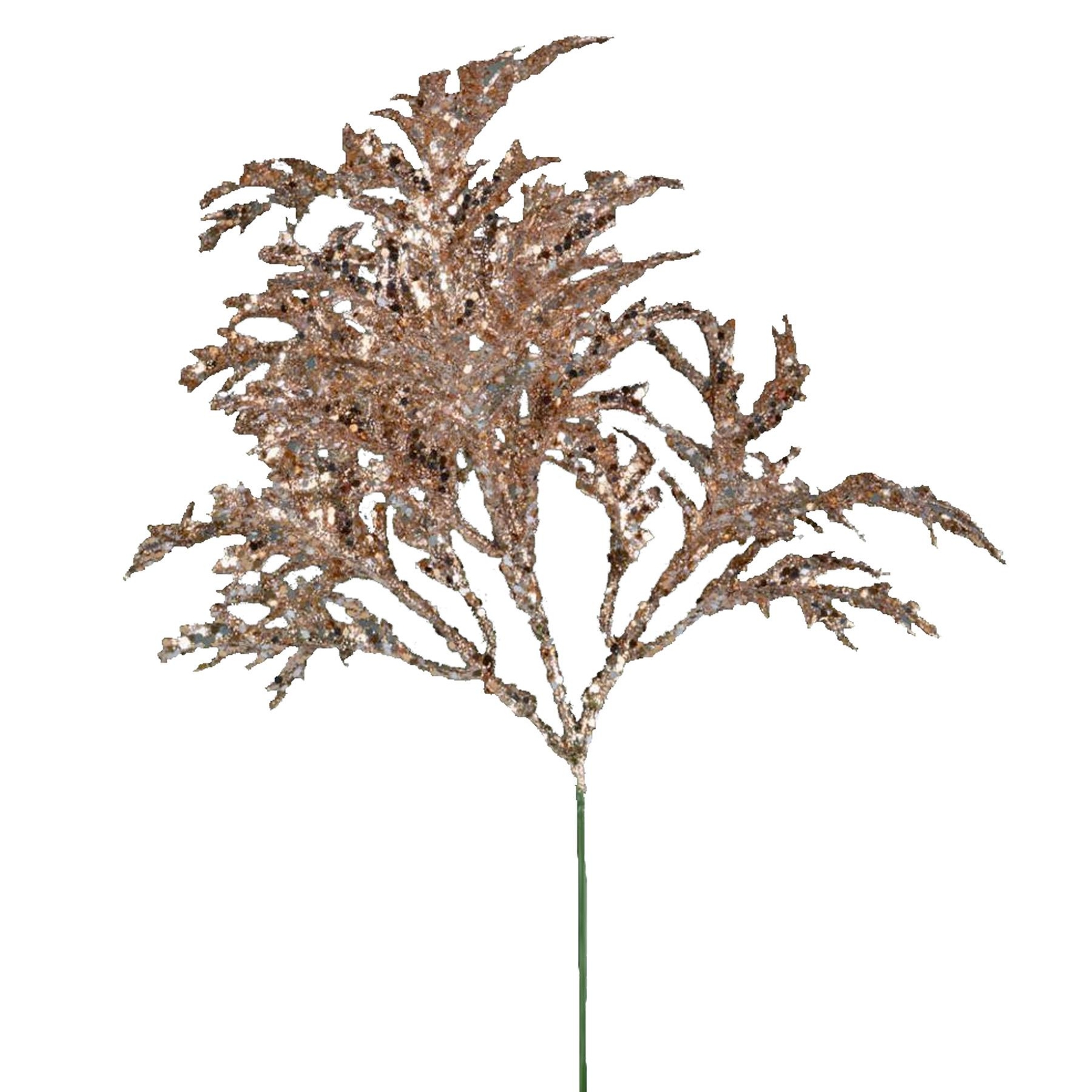 Weihnachten Glitter Farn Stiel Dekoration 24cm - Rotgold