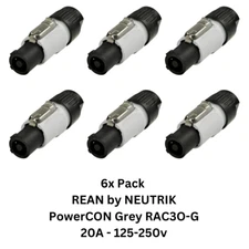 6x Pack REAN by NEUTRIK PowerCON RCAC3I-G Output 3 Conductor 6-12mm Grey NAC3F
