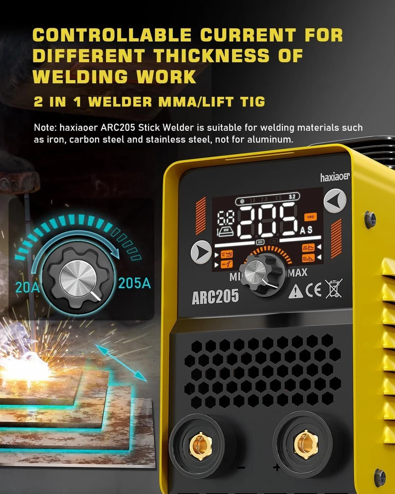haxiaoer 205A Poste a Souder DC Inverter avec Lift TIG, ARC Force, 10 électrodes - Photo 3/4