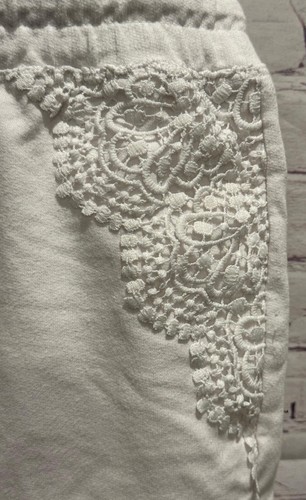Bobbie Brooks Women's White Cotton Blend Lace Elastic Waist Drawstring Shorts XL - Picture 6 of 11