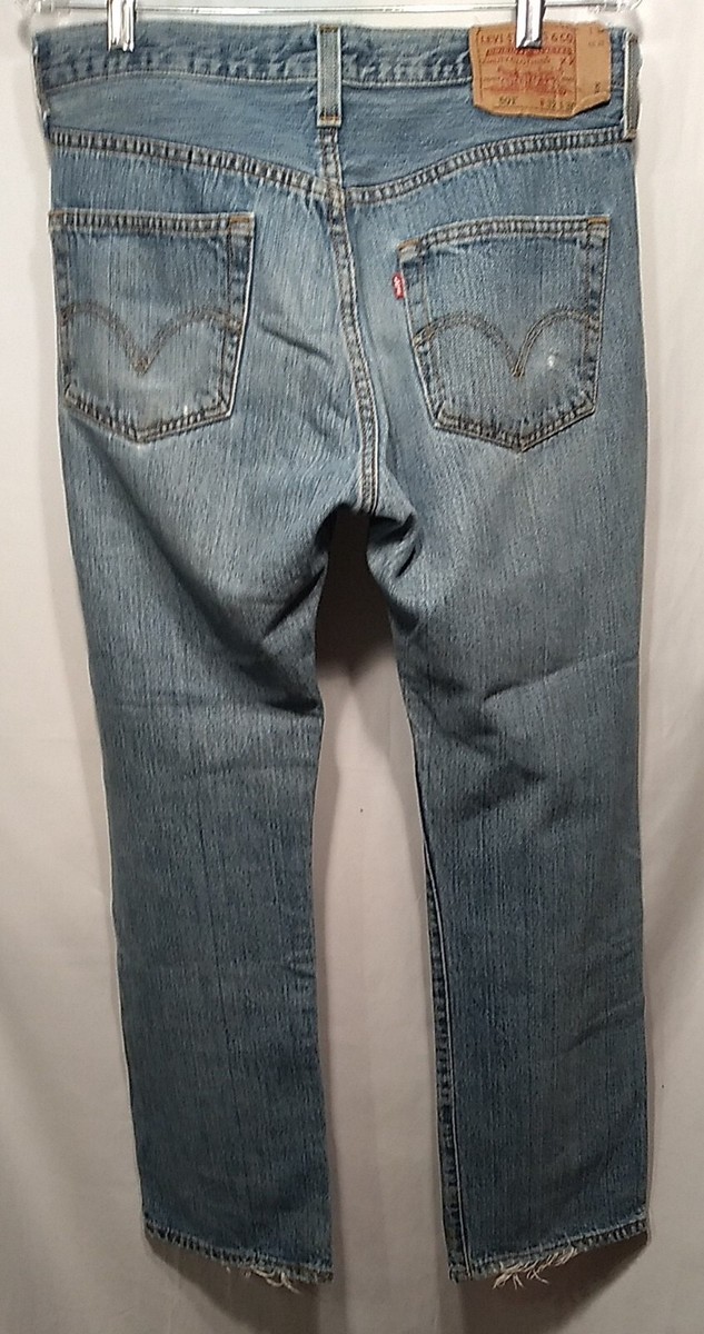 LEVI'S 501 W32 L30 Blue Denim Jeans - 32 x 30 distressed patched
