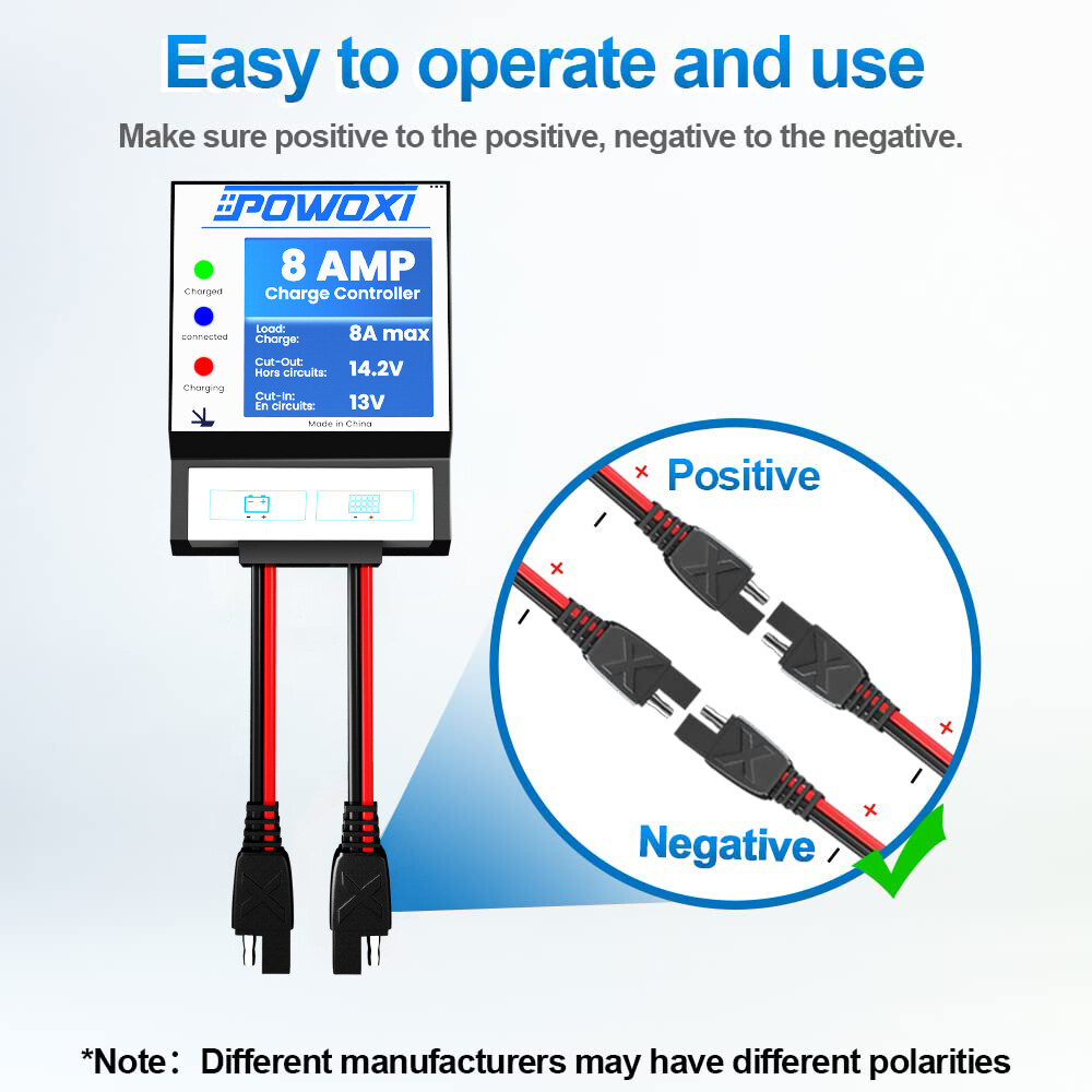 POWOXI Solar Panels Charge Controller 8A Battery Regulator for 12V