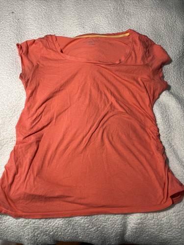 Liz Lange Maternity Top XXL Casual Short Sleeve Pre-owned Coral - Afbeelding 1 van 5