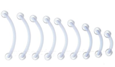 PAIR 14G Bio Flex Curved Barbell Eyebrow Navel Ring Tongue Snake Eyes Piercing