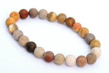 8MM Matte Coral Fossil Jasper Bracelet Grade A Natural Round Gemstone Beads 7"