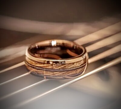 Guitar String & Wood Men s Ring - Size 11