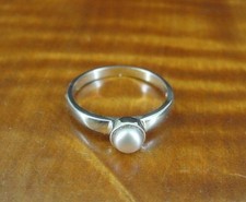 SU Faux Pearl Band Sterling Silver 925 RING Size 6