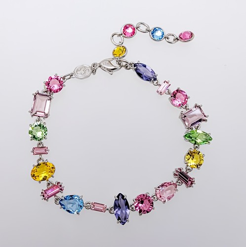 NEW 100% Authentic SWAROVSKI Rhodium Mixed Shapes Gema Crystal Bracelet ...
