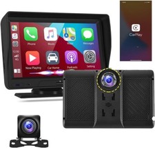 Wireless Apple Carplay Android Auto Portable 7" Touch Screen Dashcam DVR Dash Ca