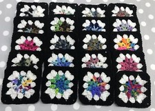 Lot of 20 5" ASSORTED SHADED COLOR FLOWER Crochet GRANNY SQUARES Blocks AFGHAN
