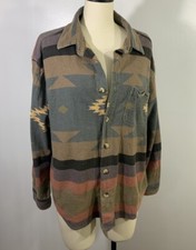 Vintage Button Shirt Southwestern 100 Cotton Flannel 1990s Womens Medium USA