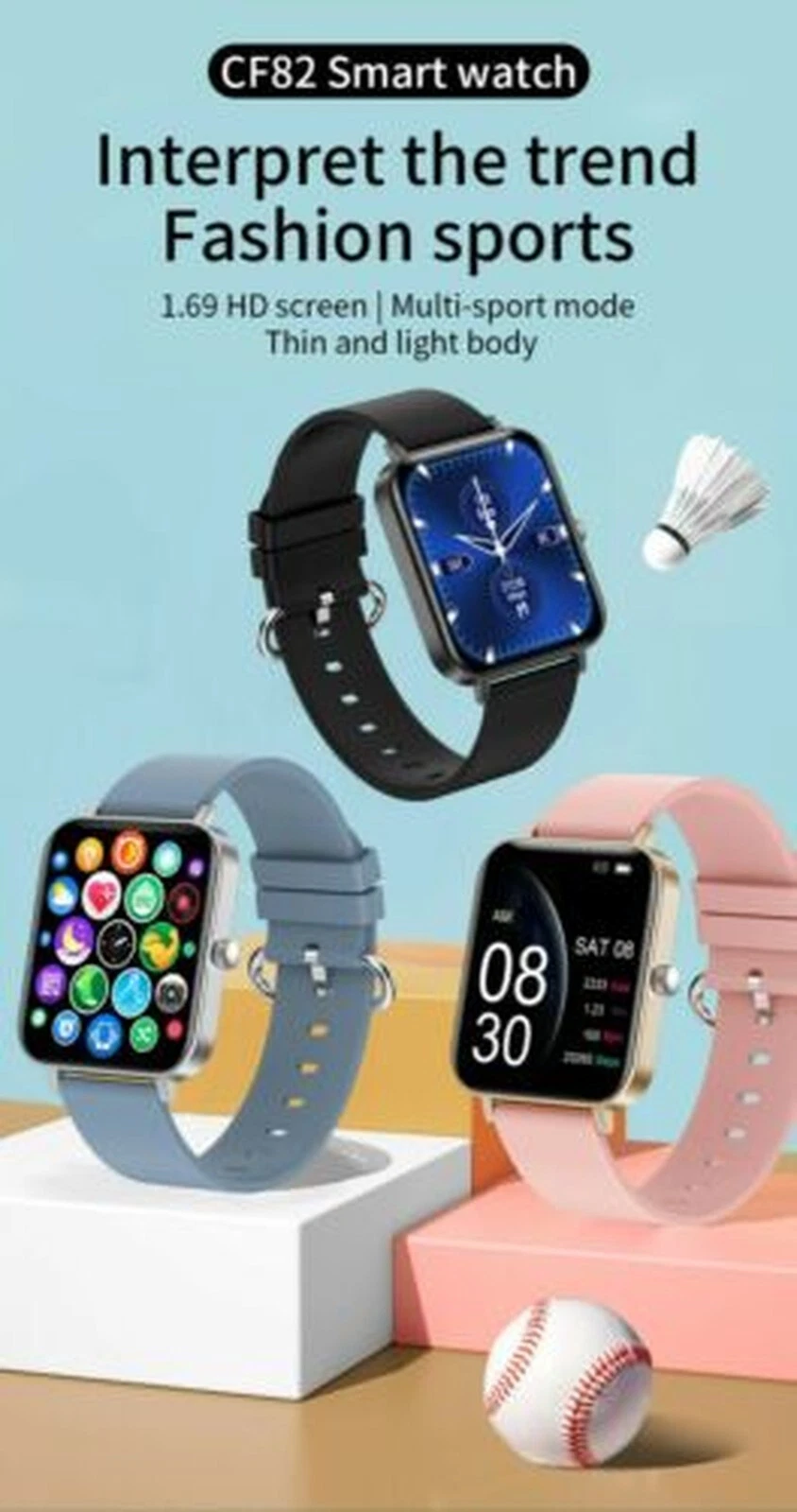Smart Watch, Fitness Tracker 1.69" Touch Screen Fitness Watch with Heart Rate