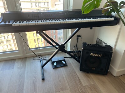 Kawai Professional Stage Piano MP8 chair, pedals and a Roland Amp