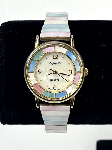 Vintage Lafayette Watch Pearl Inlay Women’s Pastel Stretch Band- PARTS ONLY
