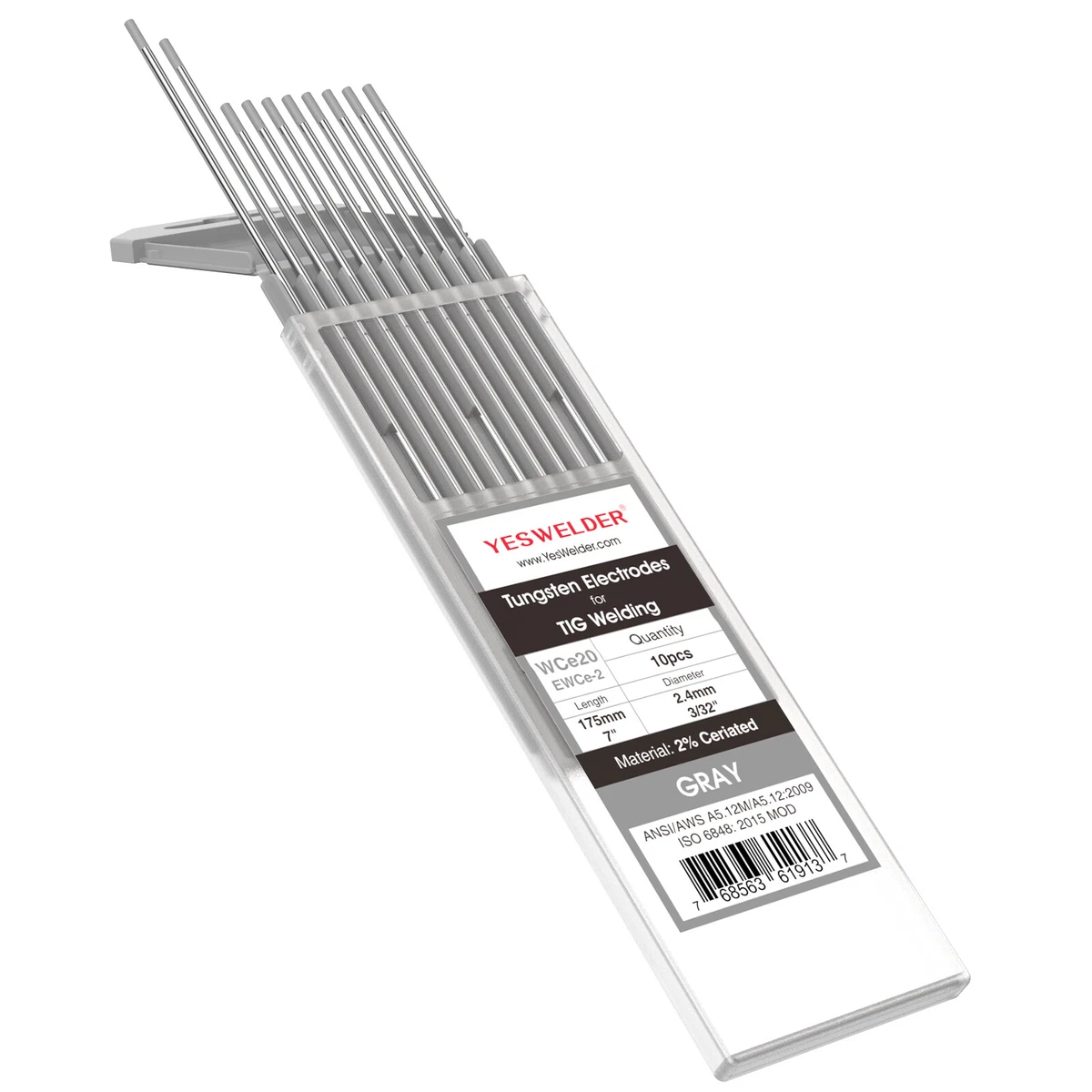 Ten-HIGH TIG Elettrodi In Tungsteno, 1,5% Di Lanthane, WL15 (oro), 2,0 Mm X 150 Mm, 10 Pezzi Per Confezione