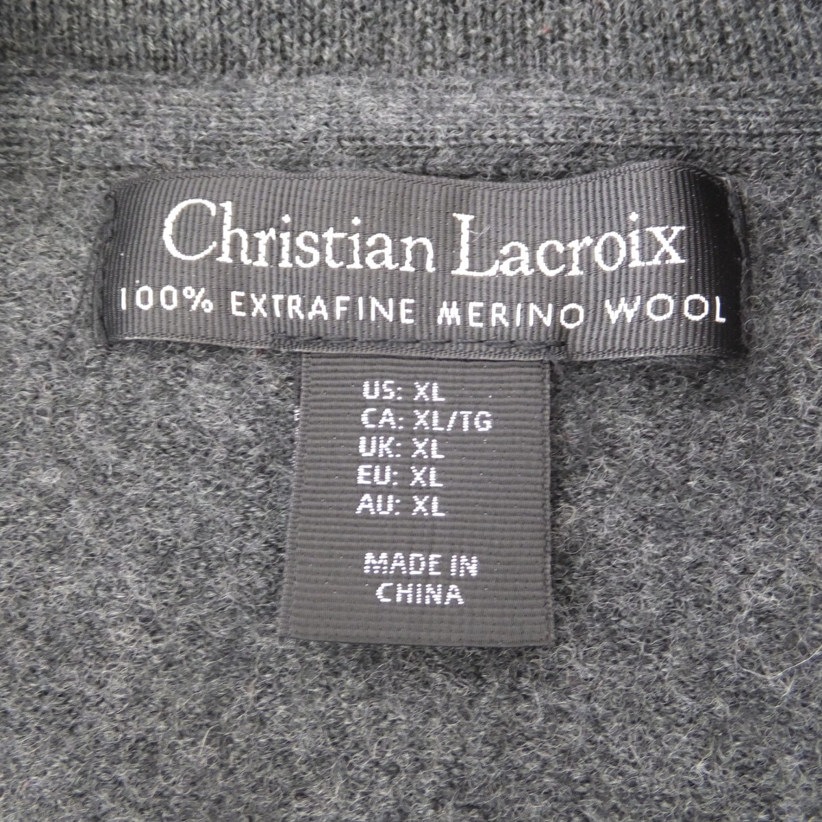 Christian Lacroix Sweater Men's XL Heather Gray Long Sleeve 1/4