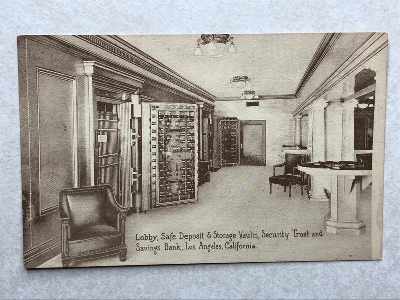 P694 Vintage Postcard Lobby Safe Deposit Trust and Savings Bank Los Angeles CA
