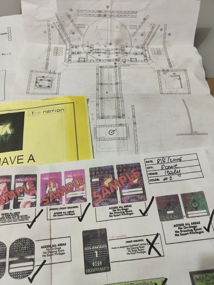 Madonna Confessions Tour 2006 Crew Staff Lights map, truck info, pass sheet... - Image 2 of 4