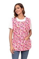 Women Cobbler Apron 2 Patch Pockets Cotton Printed Smock Side Ties Chef CF3187