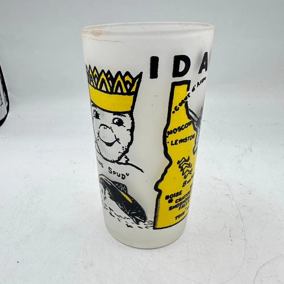 Vintage Idaho State Souvenir Glass Frosted Tumbler Hazel Atlas MCM Cocktail - Image 2 of 4
