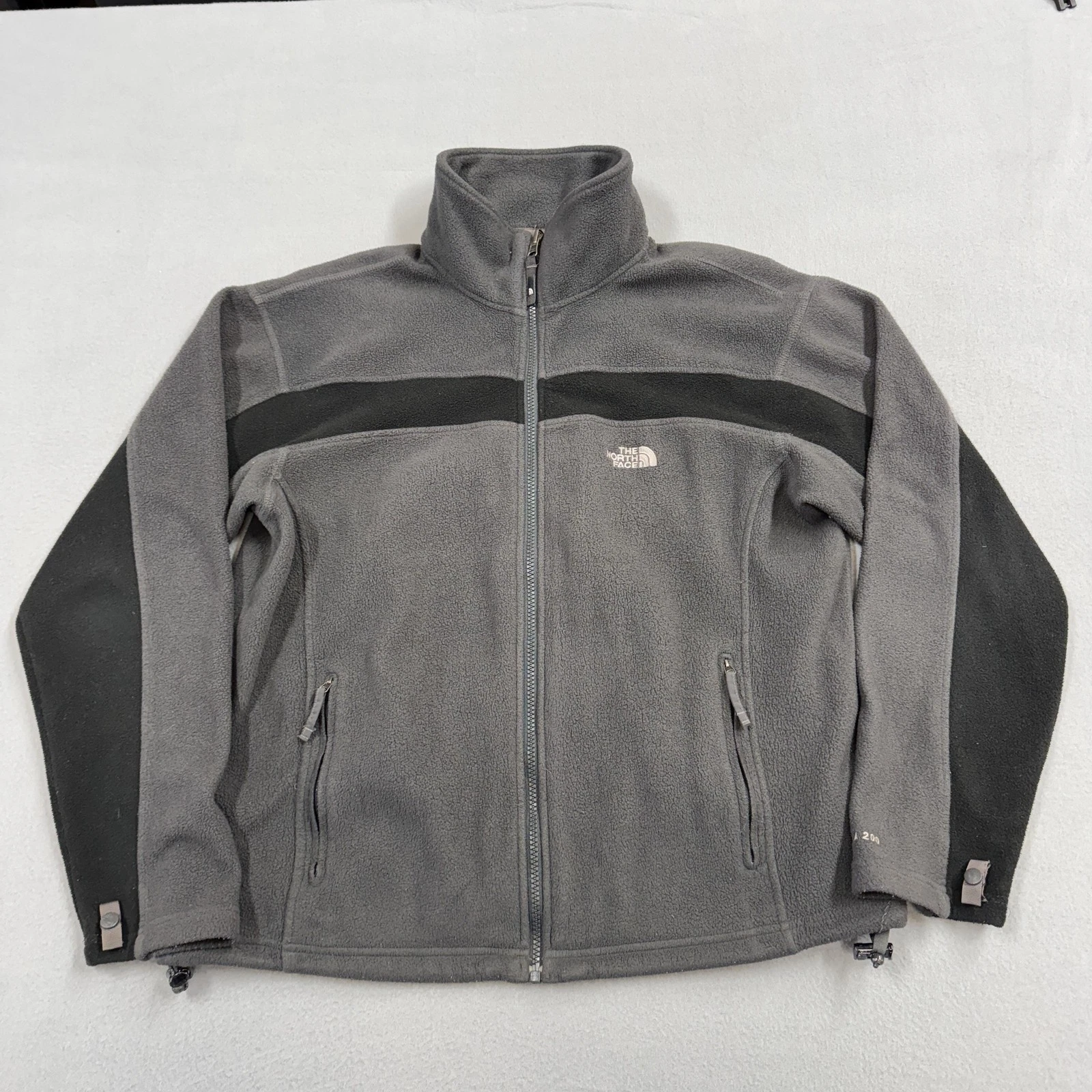 The North Face Fleece Jacket Mens Small Gray Black Full Zip Outdoors Warm