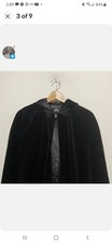 Black Velvet Women's Full Length Cape and Hood One Size Dinner Theater, Costume