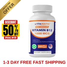 Vitamatic Vitamin B12 1000 mcg Fast Dissolve 365 Tablets
