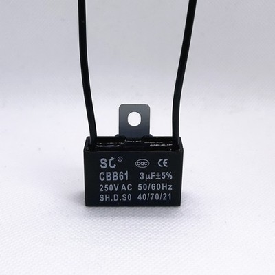 CBB61 3mfd 3uf  3.0uF 3 uF 250V AC Ceiling Fan MOTOR START Capacitor 2 WIRES