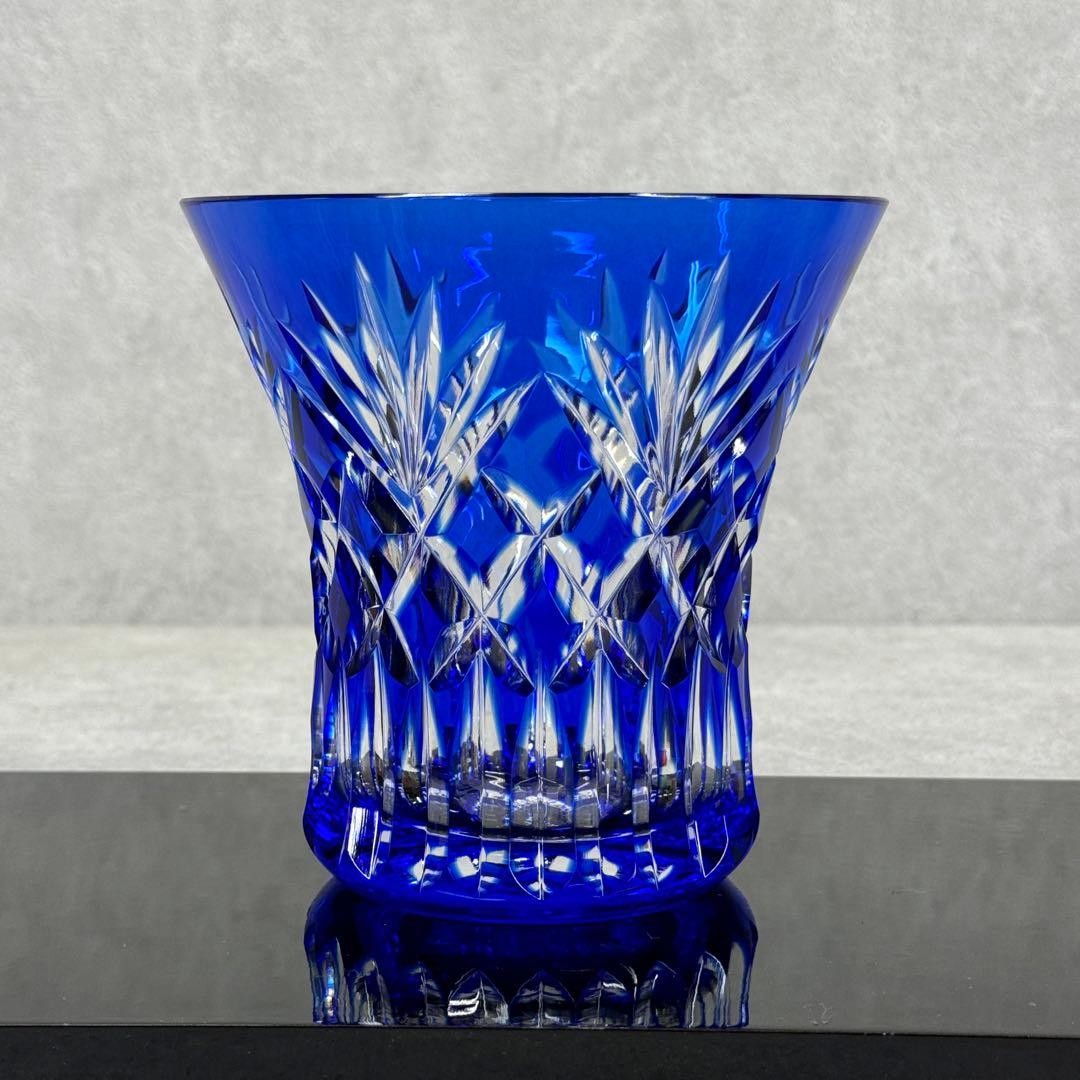 HOYA Crystal Cut Glass Kiriko Flower Vase Lapis Blue | eBay