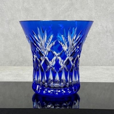 HOYA Crystal Cut Glass Kiriko Flower Vase Lapis Blue | eBay