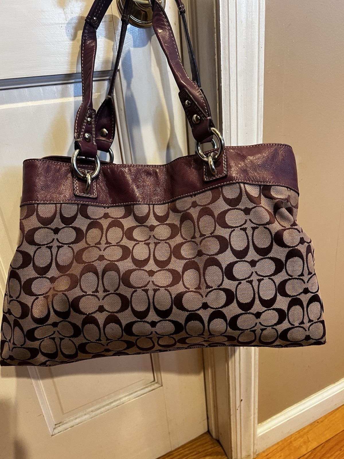 Rare Vintage Y2K Coach Holiday Signature Bag Berry Le… - Gem