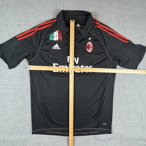 AC Milan Shirt Mens XL Black Red Serie A Soccer Fly Emirates Adidas ClimaCool - Picture 11 of 13