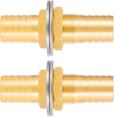 3/8'' Brass Hose Barb Thru-Bulk Bulkhead Fitting,Straight Hex Union Fitting 2 Pcs
