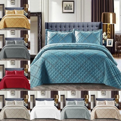 Geprägte Quilty Rüschen Gesteppte Baumwolle Tagesdecke Bettüberwurf King Size Bettset
