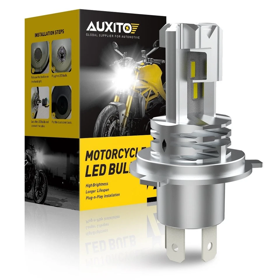 1 Pair H4 9003 LED Bulbs Hi Lo Beam White Motorcycle Headlight High Power 6000K - Image 2 of 4