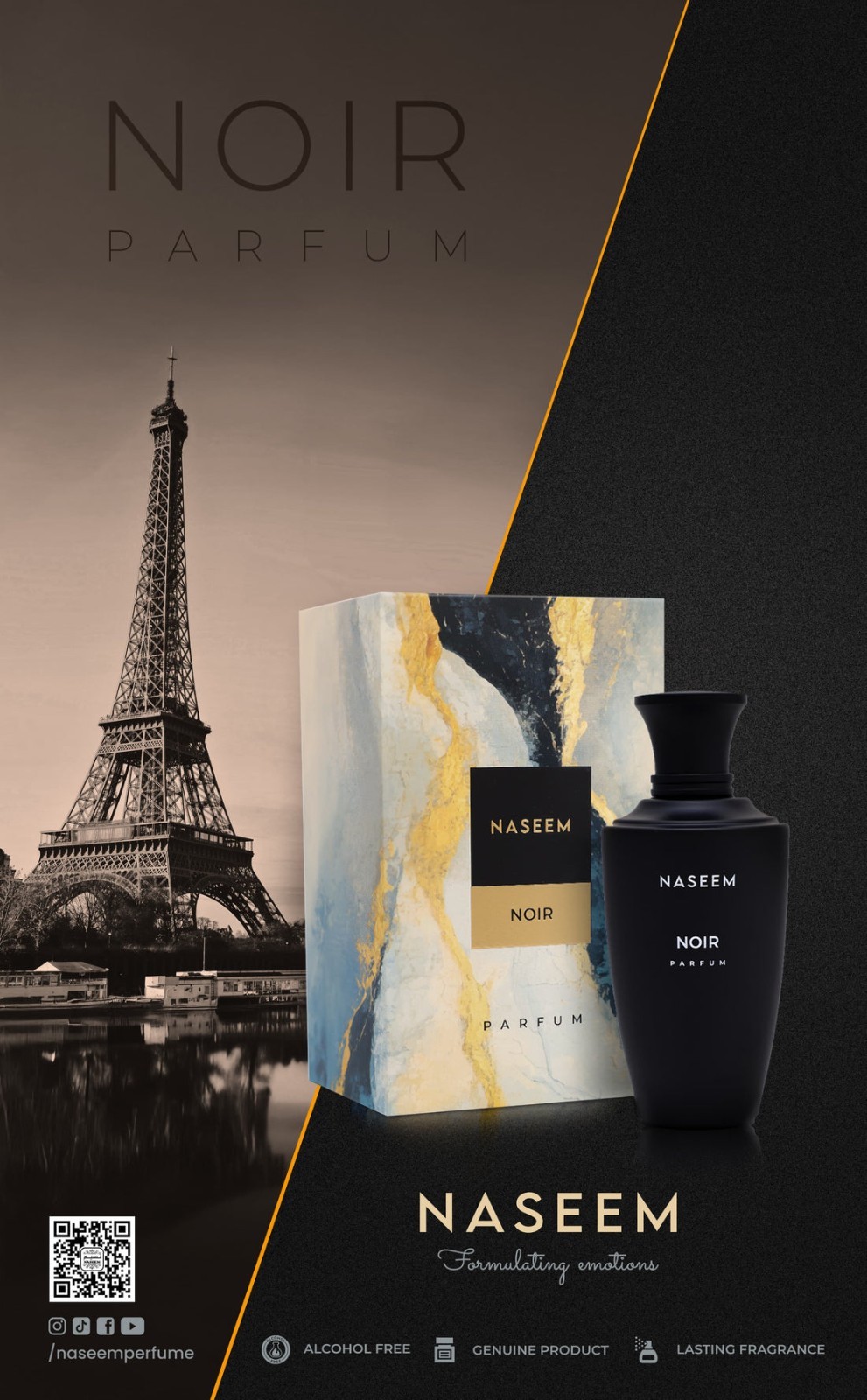 Naseem Noir Aqua Perfume 100ml &ndash; Alcohol-Free Unisex Woody