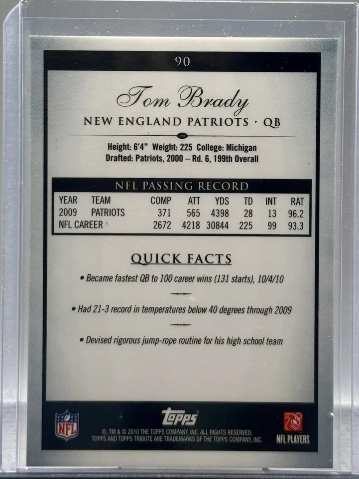 2010 Topps Tribute Tom Brady Refractor SP - Image 2 of 2