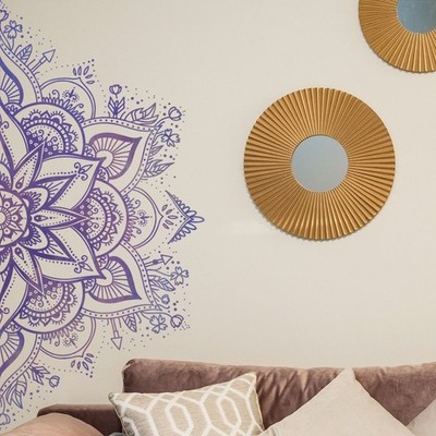 Modern Lotus Mandala Wandsticker PVC abnehmbar für Wohnzimmer Dekoration